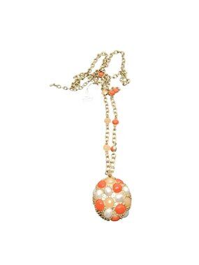 LIA SOPHIA- VICTORIAN REVIVAL FAUX PEARL CORAL STATEMENT NECKLACE WOMEN 39"